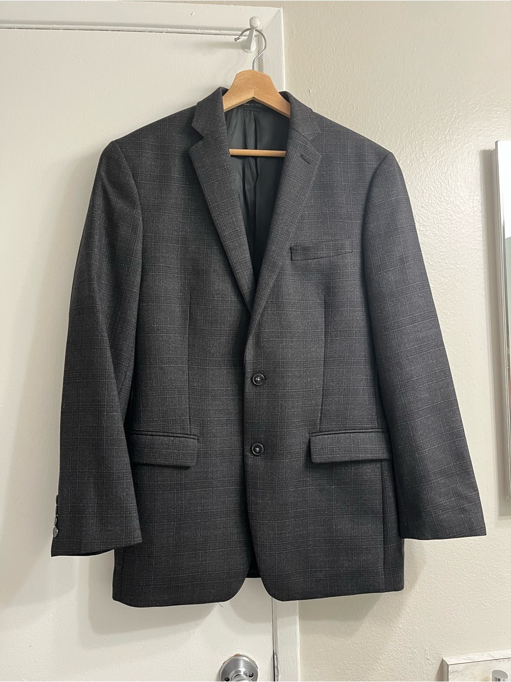Calvin Klein Charcoal Gray Windowpane Sport Coat